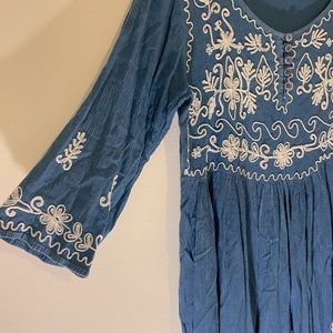 Blue farm-style flowy dress